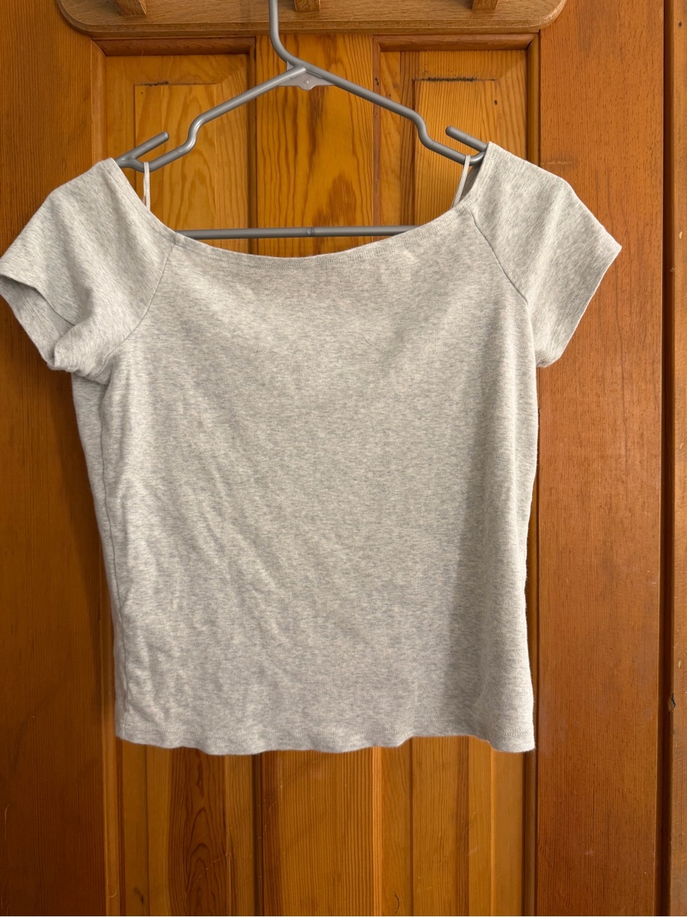 Hollister Light Gray Cropped Boatneck Top